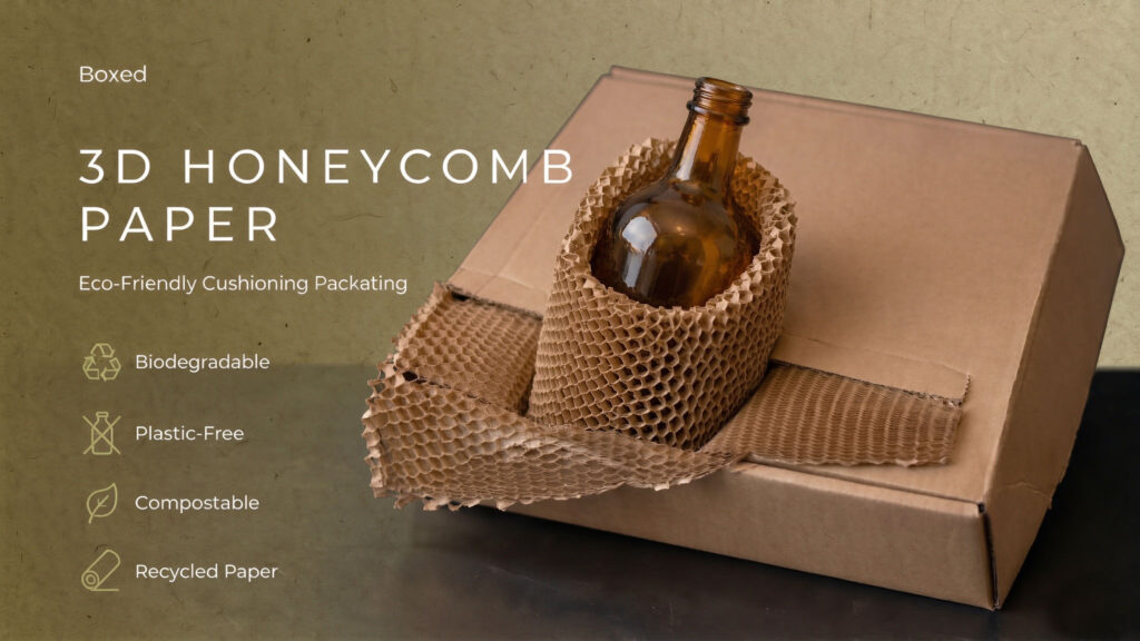 Boxed 3D honeycomb paper sleeves – tear-off, cut-to-length packaging so you use only what you need