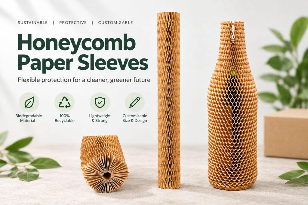 Honeycomb paper packaging sleeves providing protective cushioning for glass products - Buffer Packaging