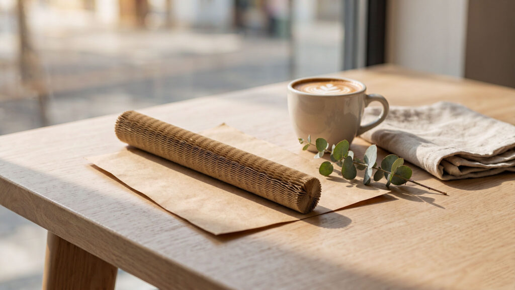 Eco-friendly honeycomb paper sleeve made from recyclable kraft paper.