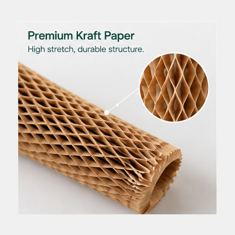 Premium kraft paper honeycomb sleeve with a high-stretch, durable structure.